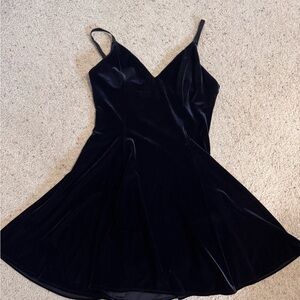 Blackmilk Black Velvet Spaghetti-Strap Fit & Flare Mini Dress